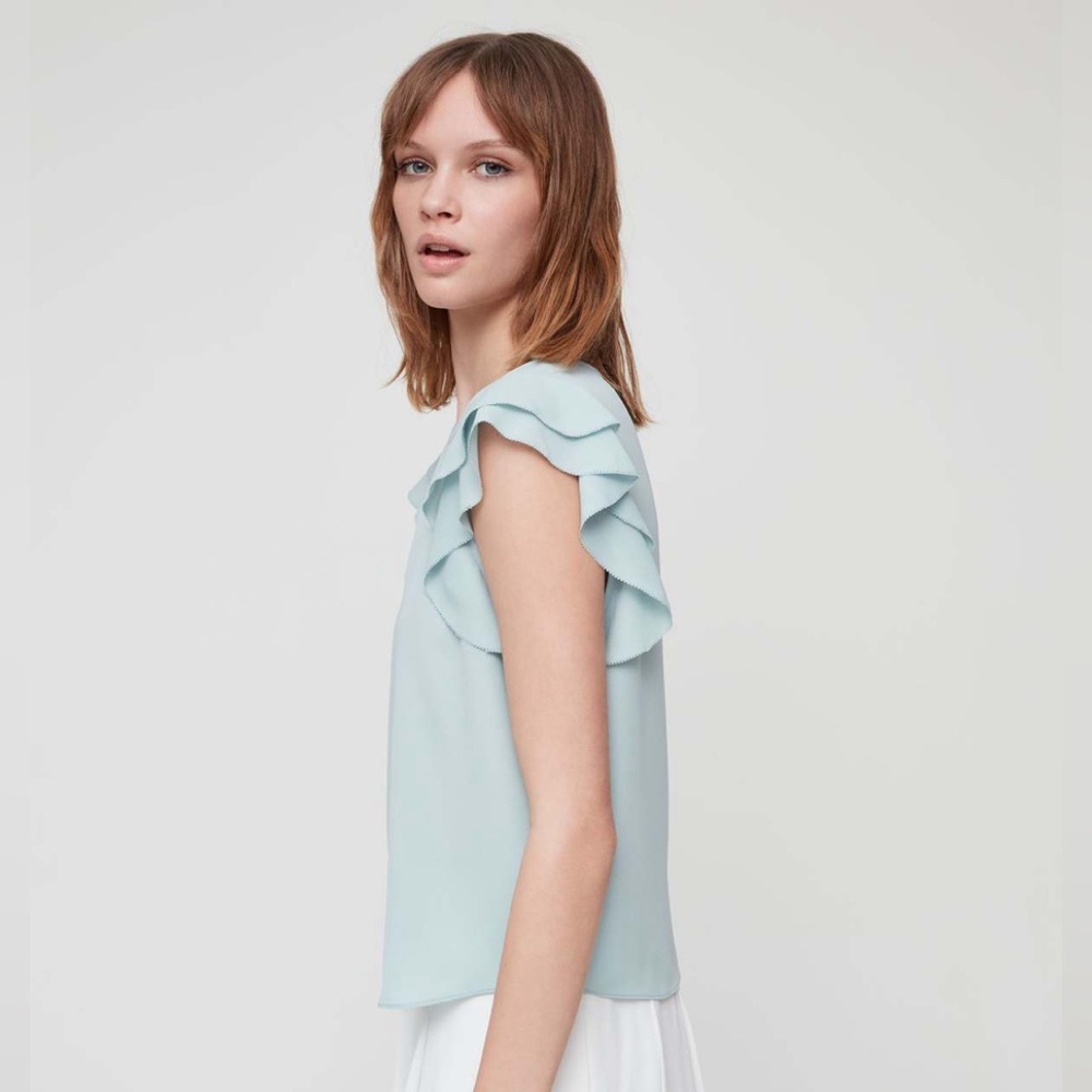 Elegant Pink Ruffle Sleeve Blouse - Picture 5 of 14